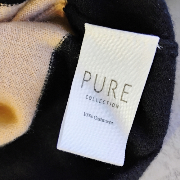Pure Collection Cashmere Turtleneck Sweater Womens 4 Black Stripes Quiet Luxury - Picture 8 of 12